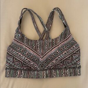 lululemon athletica Pink, Mint & Black Patterned Strappy Sports Bra